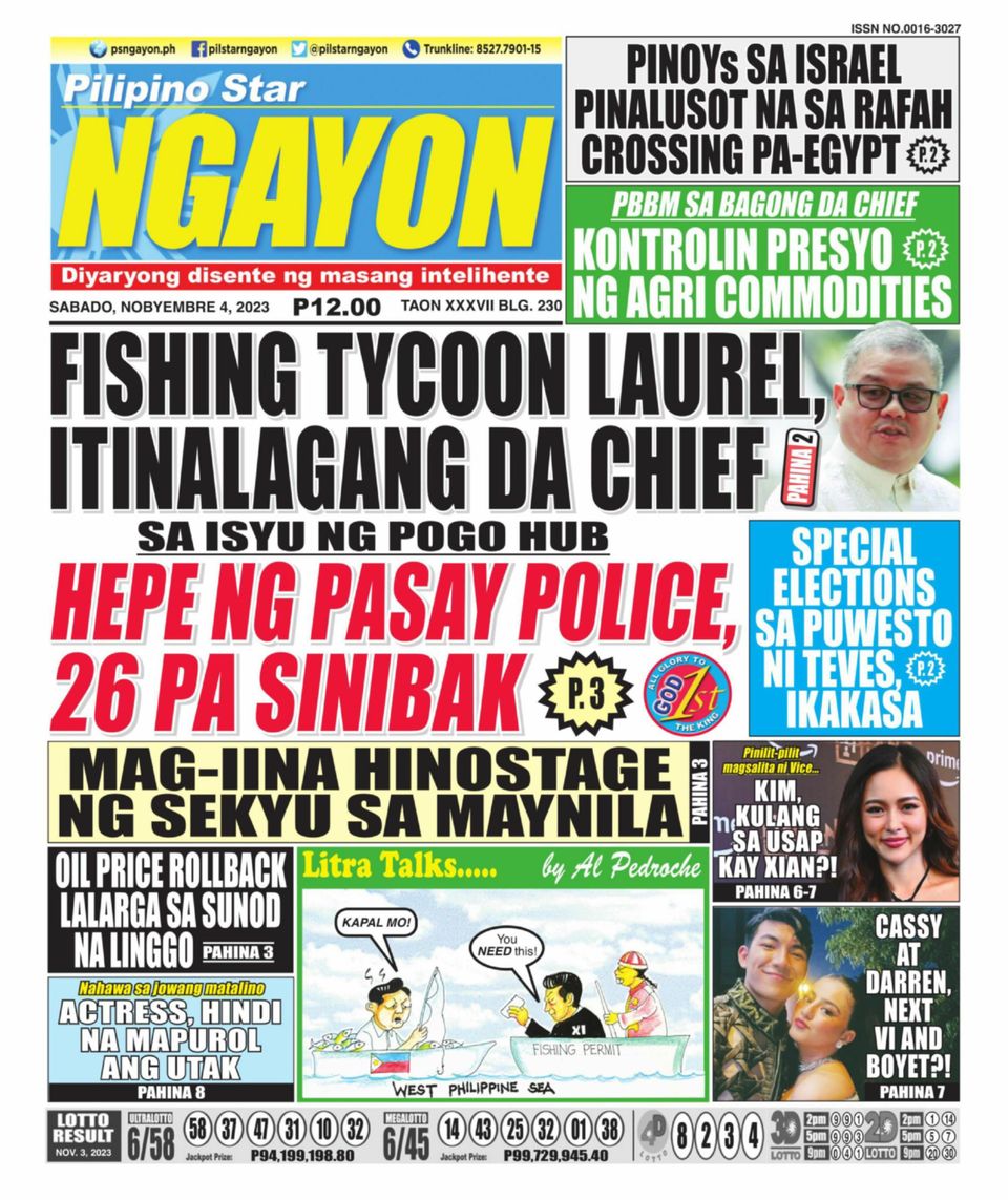 Pilipino Star Ngayon November 04 2023 Newspaper