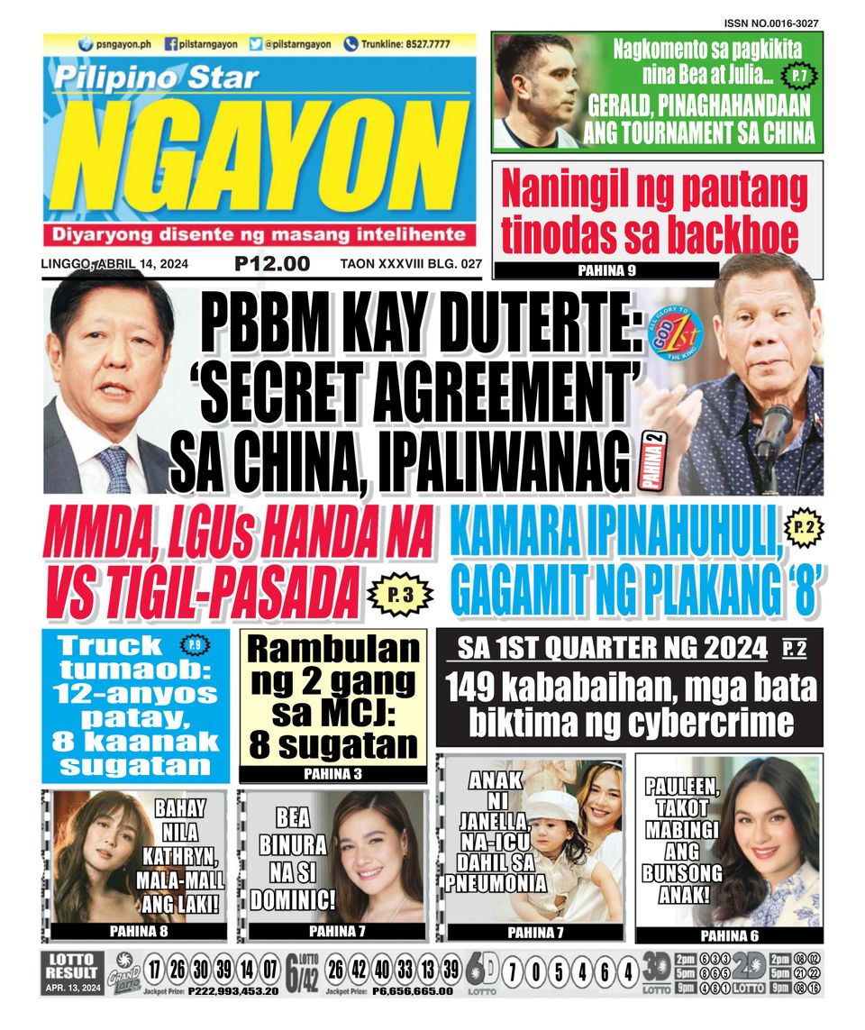 Get Digital Access To Pilipino Star Ngayon April 14 2024 Issue