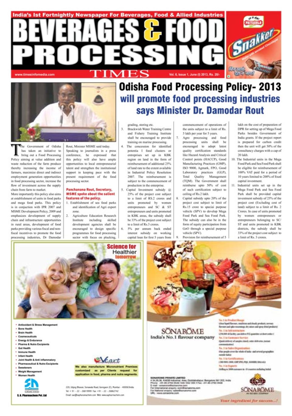 Beverages & Food ProcessingJune First 2013 Magazine