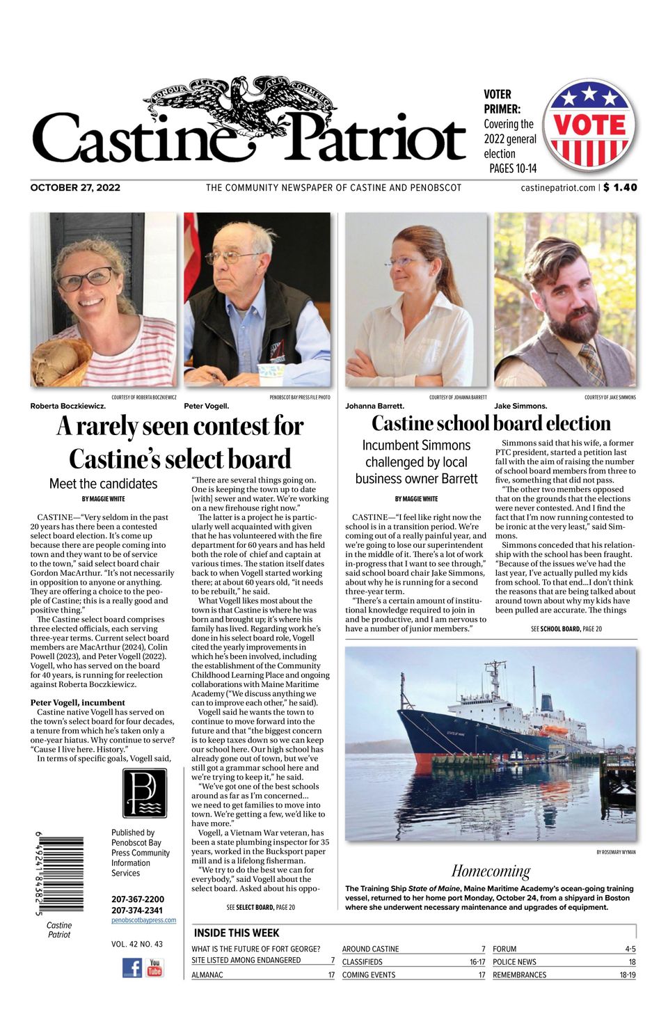 Castine PatriotOctober 27, 2022 Newspaper Get your Digital Subscription