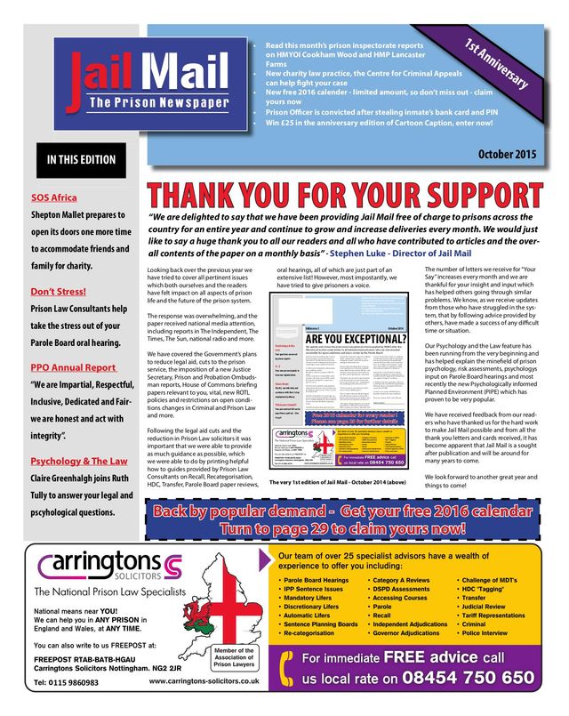 Jail Mail UK –  Prison Newspaper