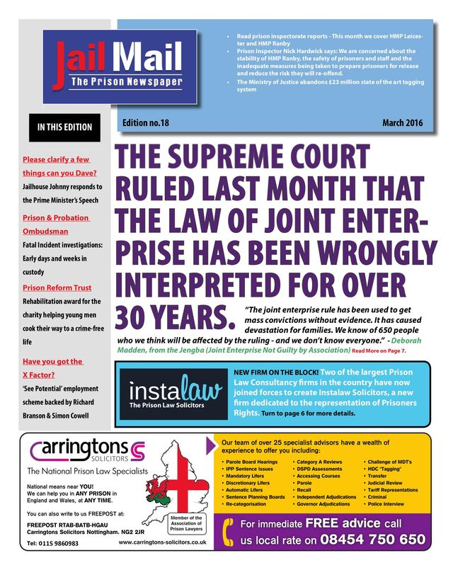 Jail Mail UK –  Prison Newspaper