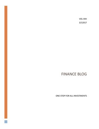 Finance Blog - March 2017 - Vol 1 Finance Blog Cover - March 2017 - Vol 1 Edition