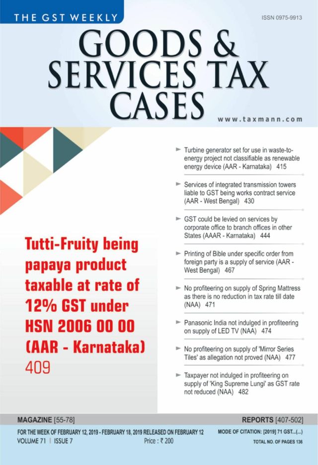 Goods & Services Tax Cases