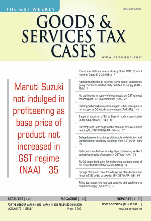 Goods & Services Tax Cases