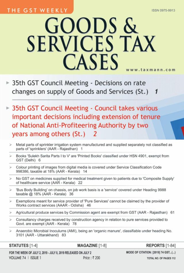 Goods & Services Tax Cases