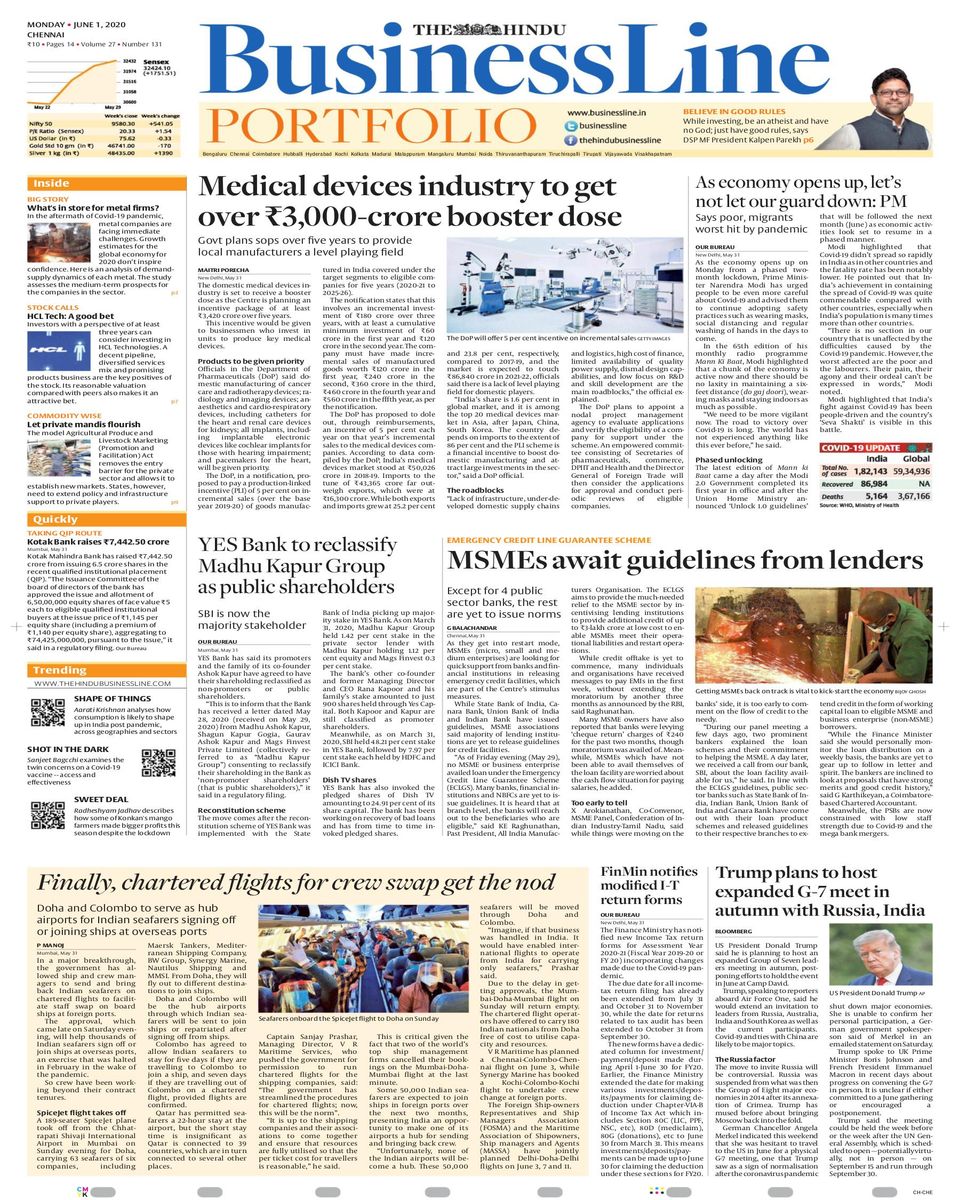 The Hindu Business LineJune 1, 2020 Newspaper