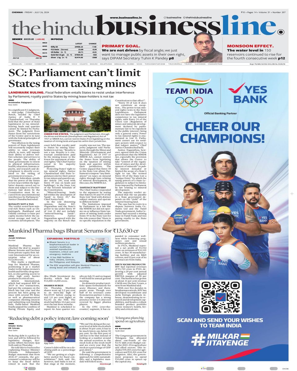 Get digital access to The Hindu Business Line - July 26, 2024 issue ...