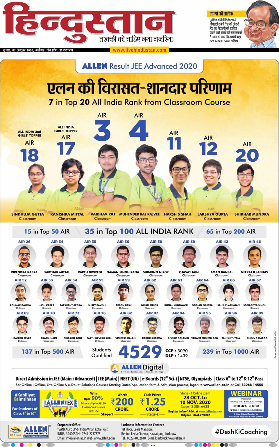 Hindustan Times Hindi AligarhOctober 07, 2020 Newspaper