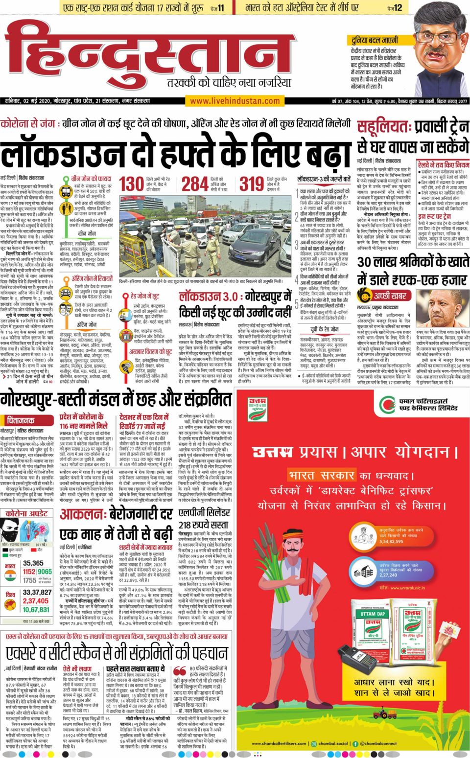 Hindustan Times Hindi GorakhpurMay 02, 2020 Newspaper
