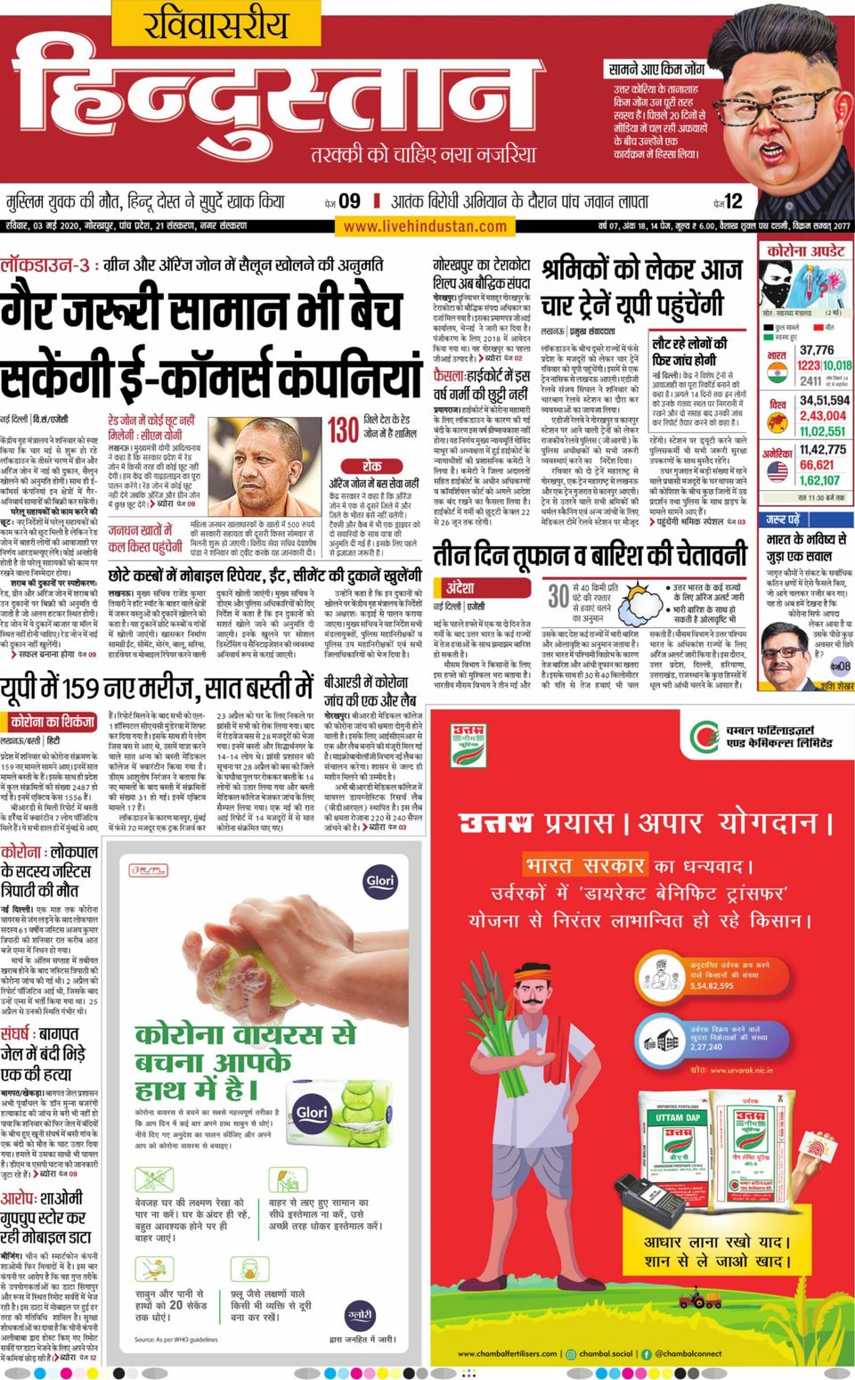 Hindustan Times Hindi GorakhpurMay 03, 2020 Newspaper