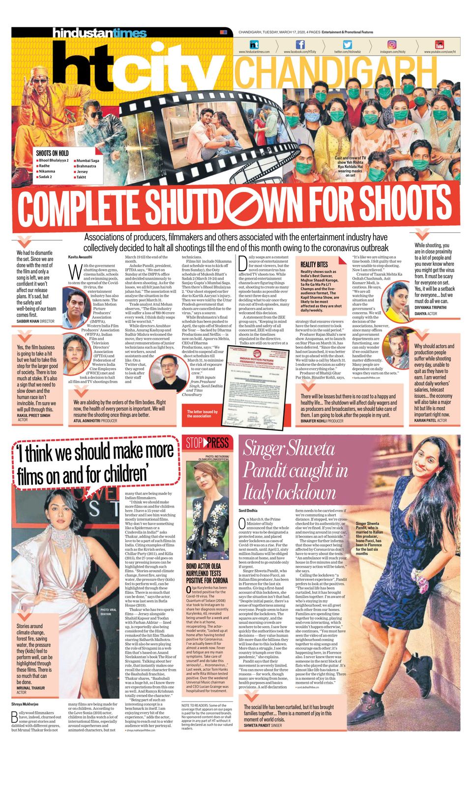 Hindustan Times ChandigarhMarch 17, 2020 Newspaper