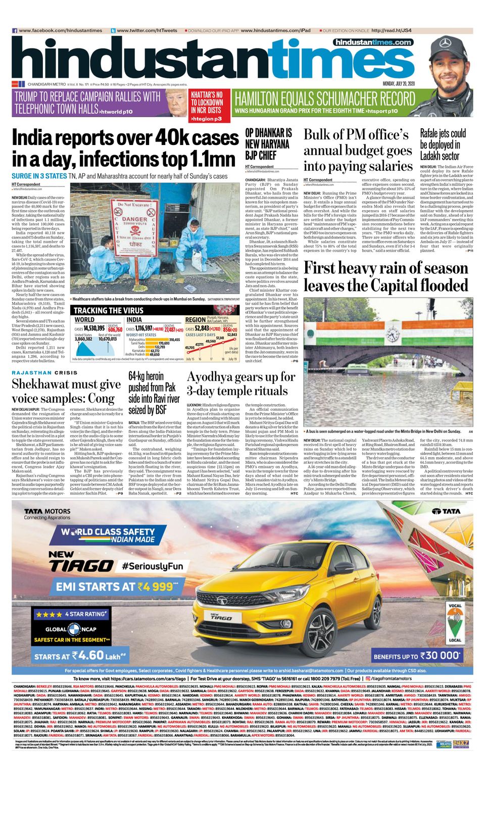 Hindustan Times ChandigarhJuly 20, 2020 Newspaper