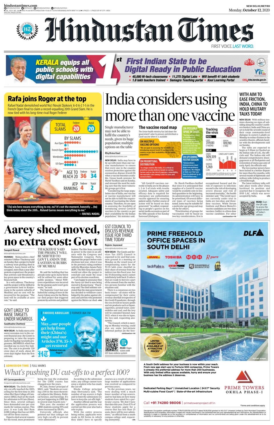 Hindustan Times DelhiOctober 12, 2020 Newspaper