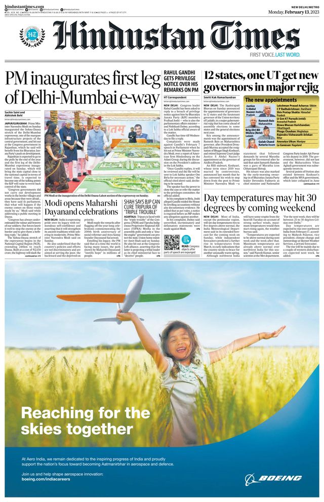 Get digital access to Hindustan Times Delhi February 13, 2023