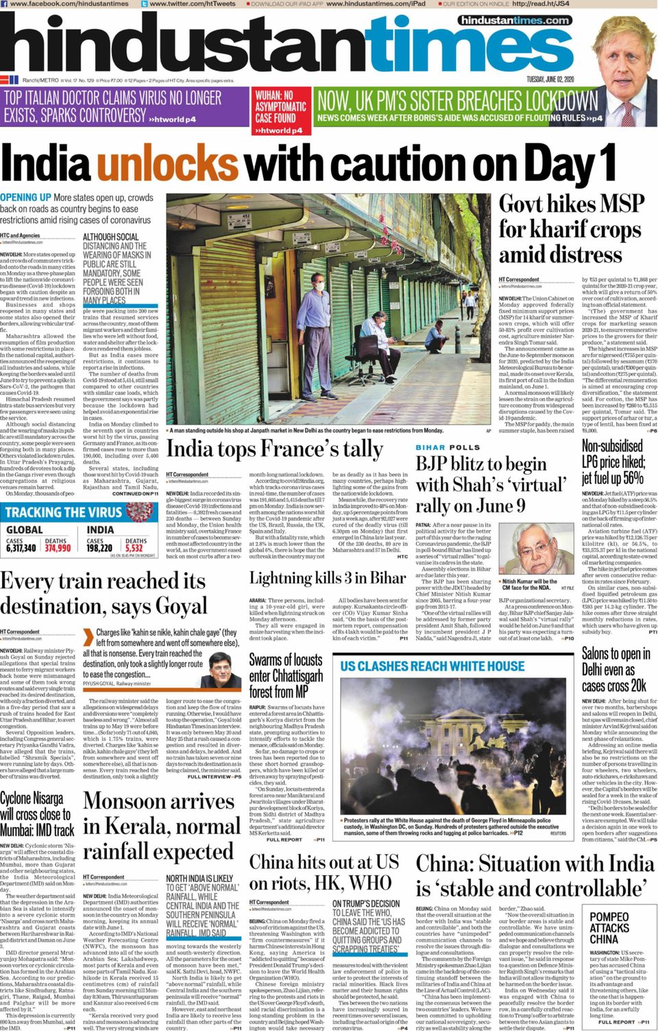 Hindustan Times Ranchi-June 02, 2020 Newspaper