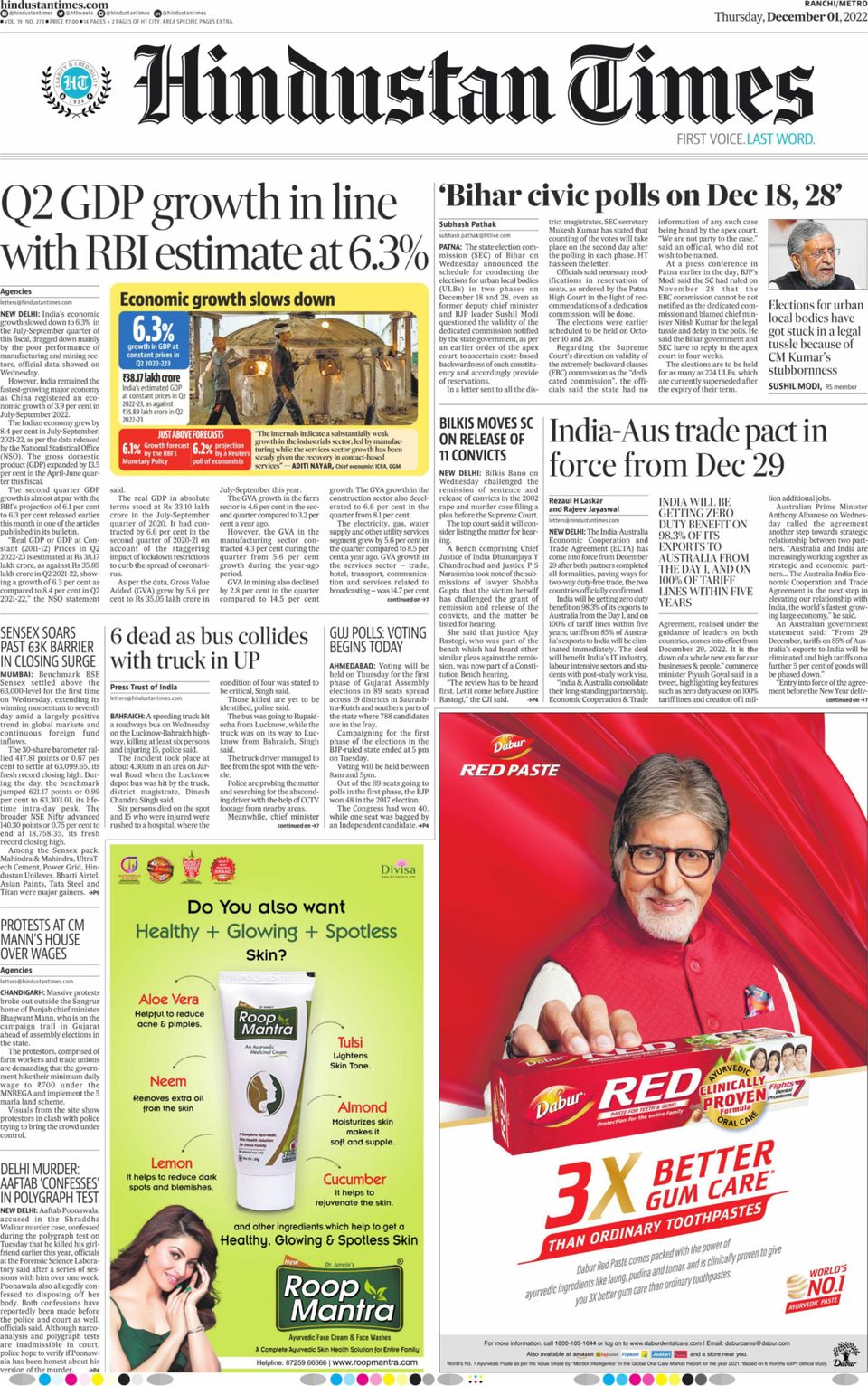 Hindustan Times Ranchi-December 01, 2022 Newspaper