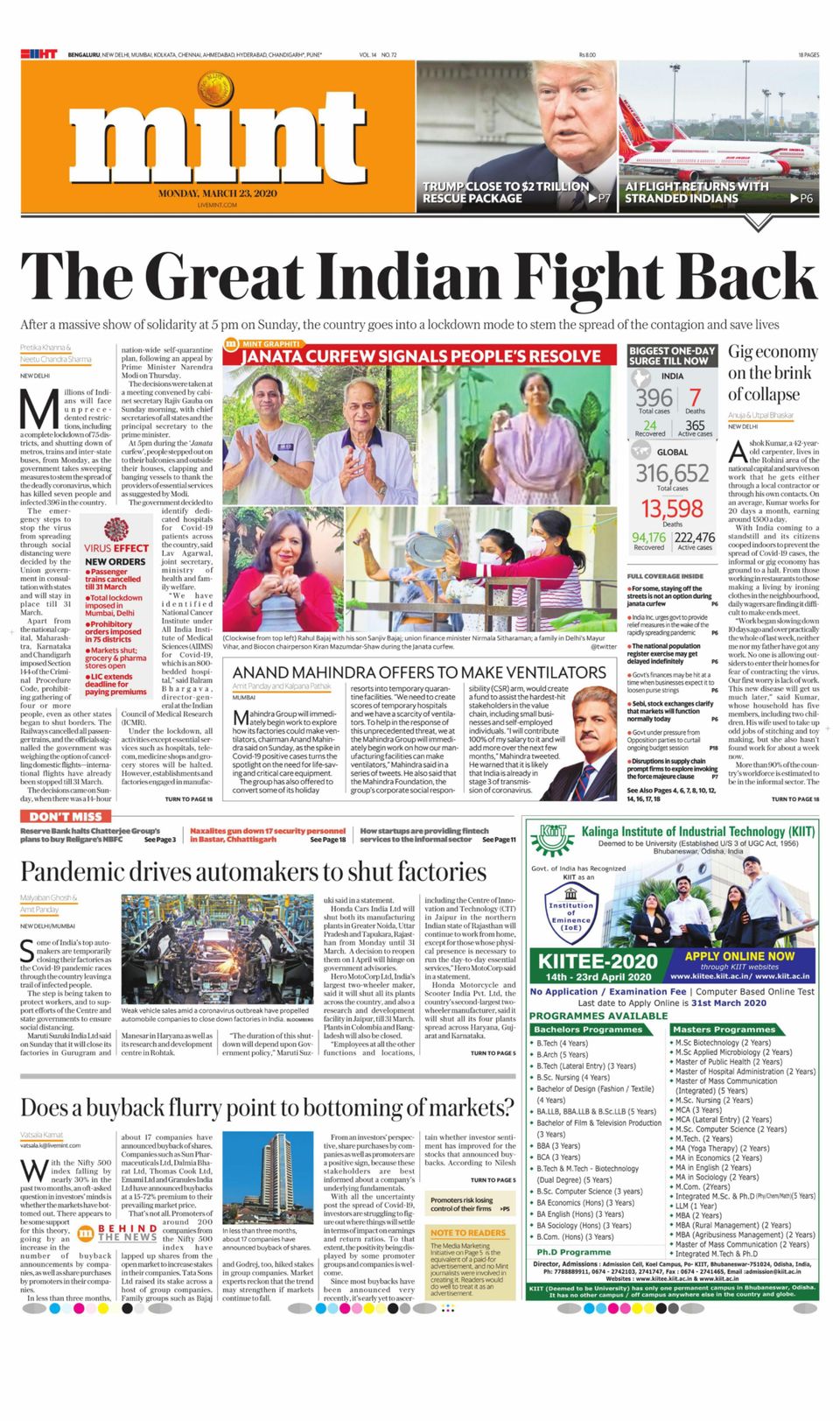 Mint BangaloreMarch 23, 2020 Newspaper Get your Digital Subscription