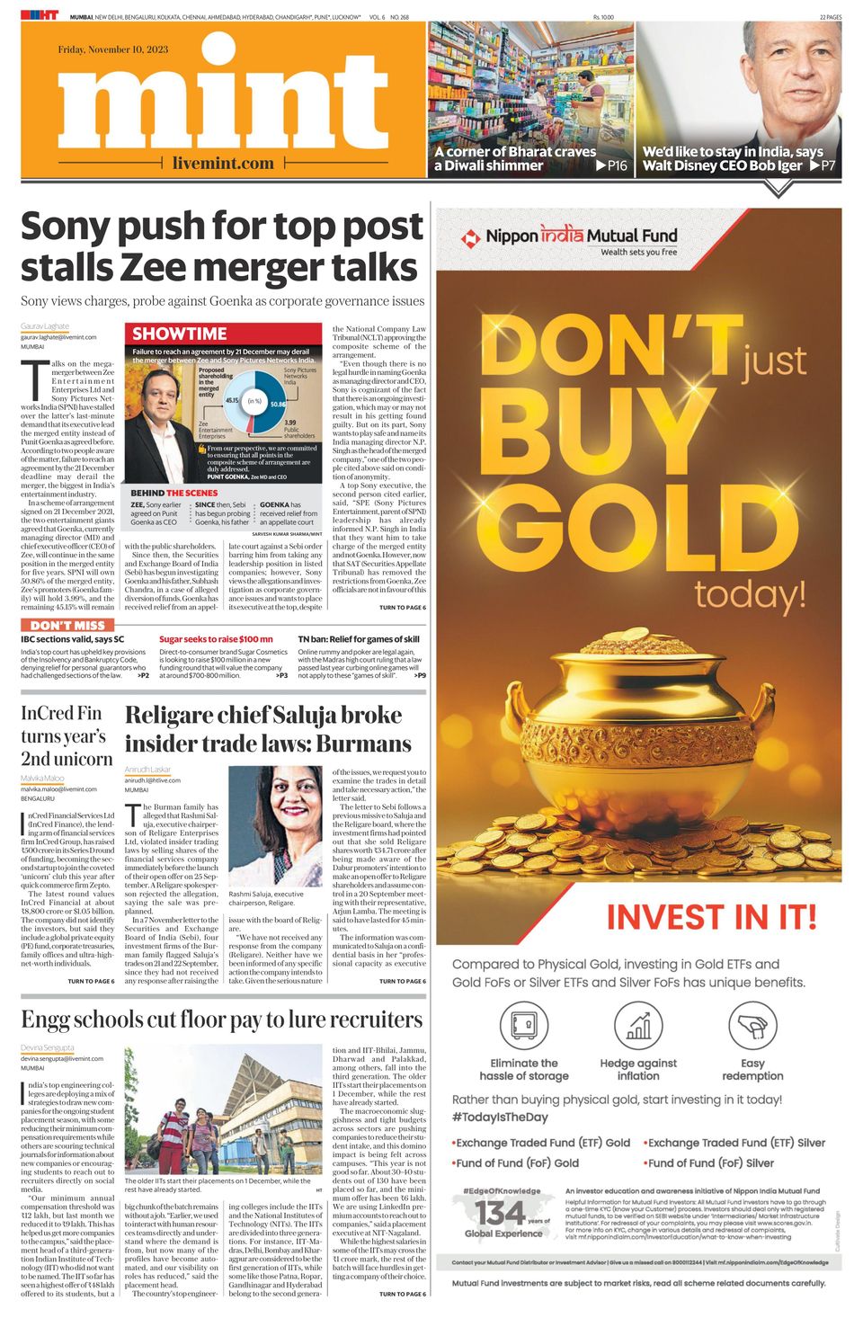 Mint MumbaiNovember 10, 2023 Newspaper Get your Digital Subscription