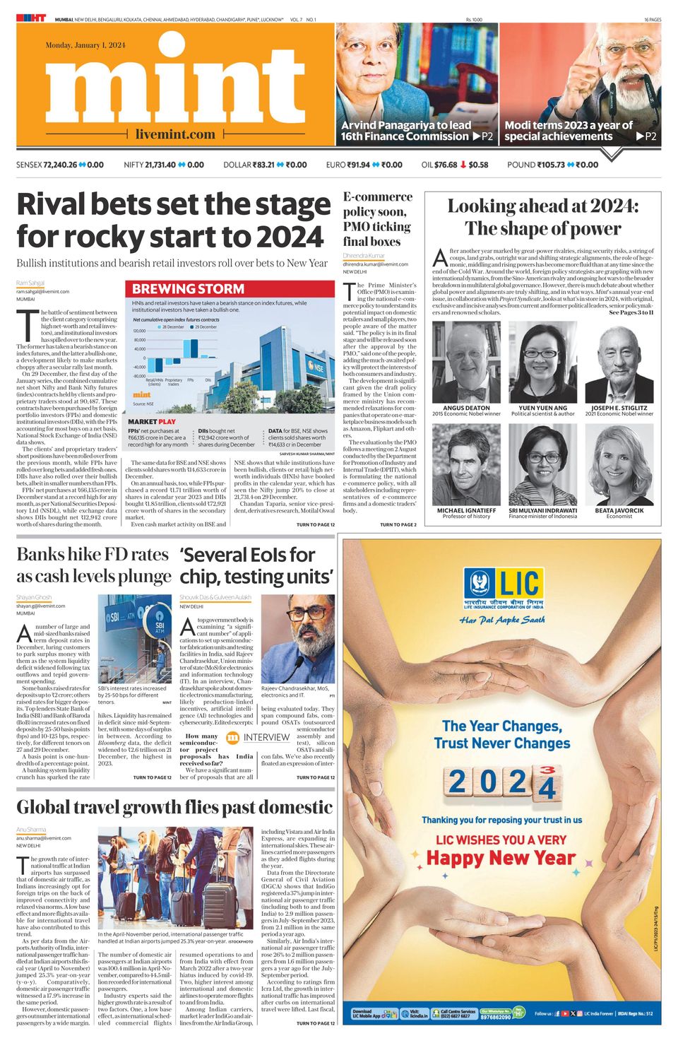 Mint MumbaiJanuary 01, 2024 Newspaper Get your Digital Subscription