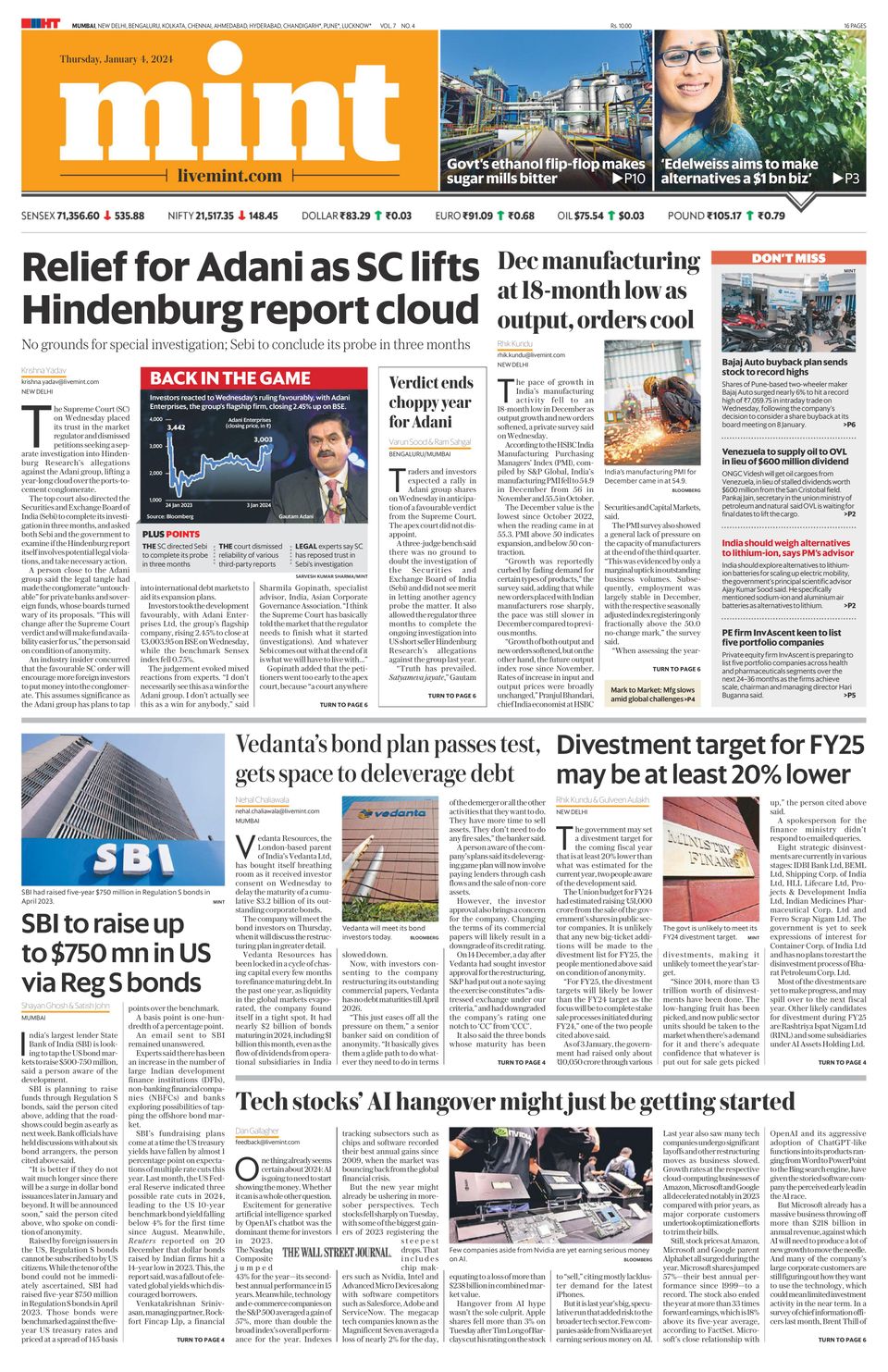 Mint MumbaiJanuary 04, 2024 Newspaper Get your Digital Subscription