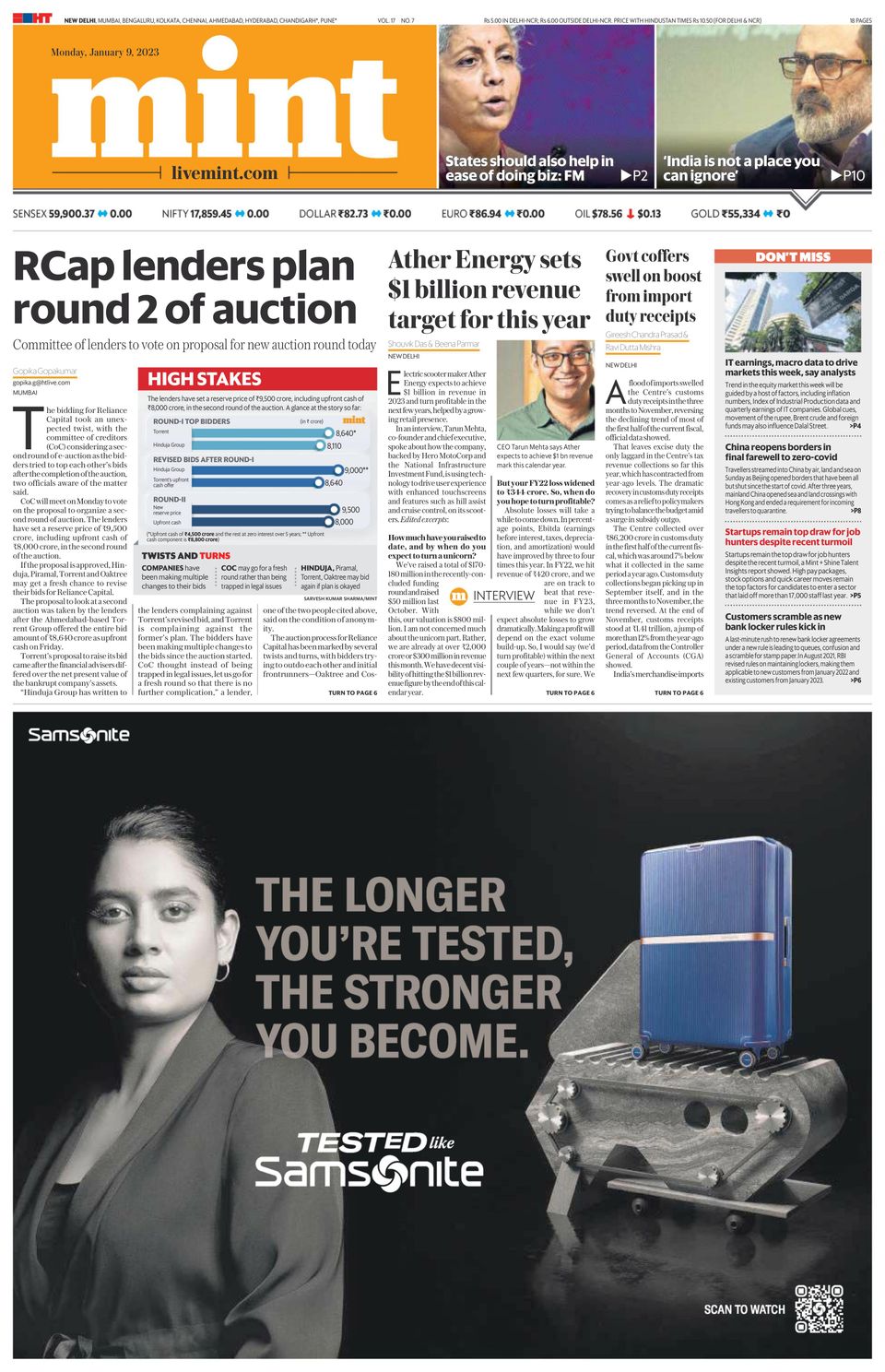 Mint New DelhiJanuary 09, 2023 Newspaper Get your Digital Subscription