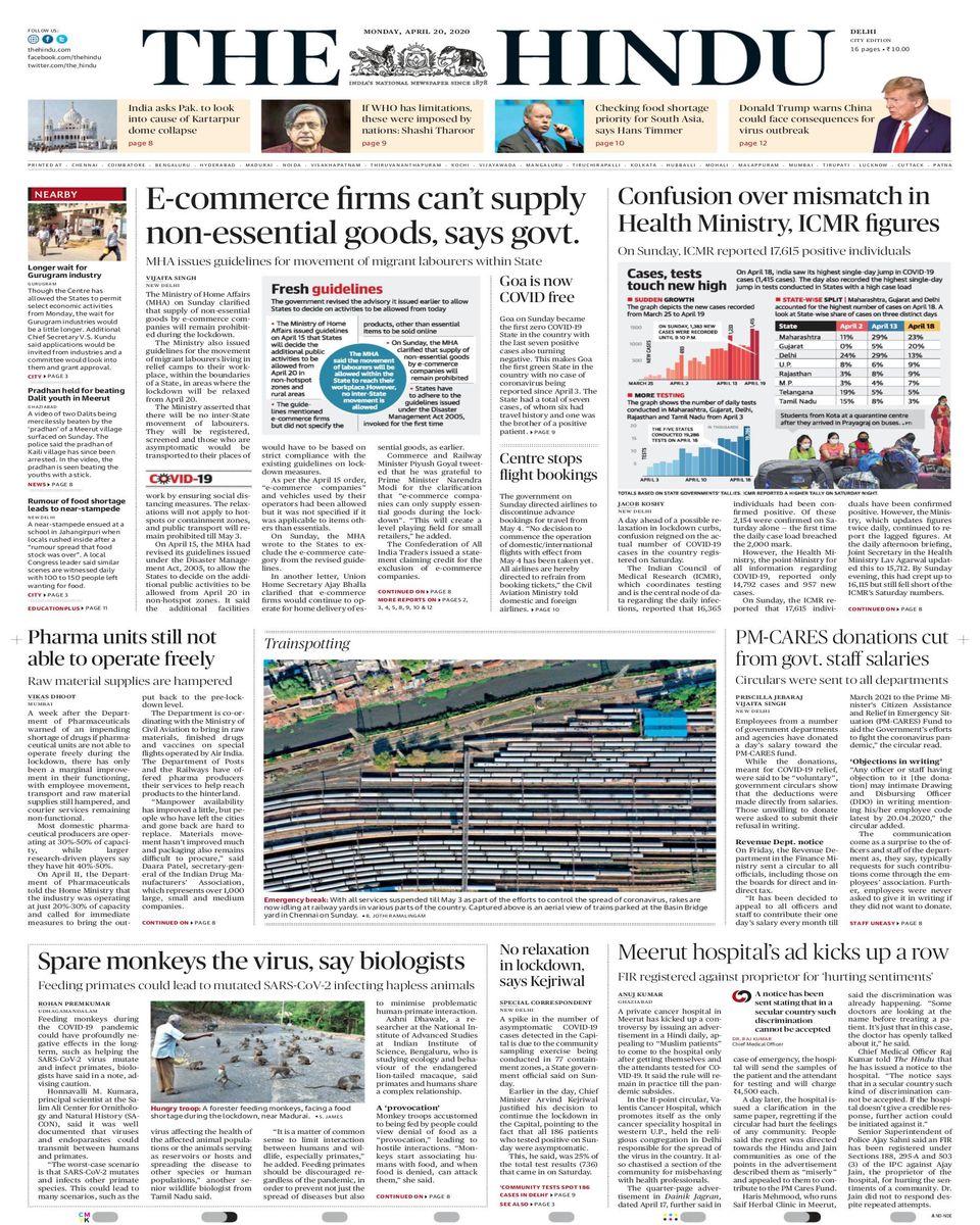 The Hindu Delhi April 20 2020 Magazine Get Your Digital Subscription The Hindu Delhi April 20 2020 Magazine Get Your Digital Subscription