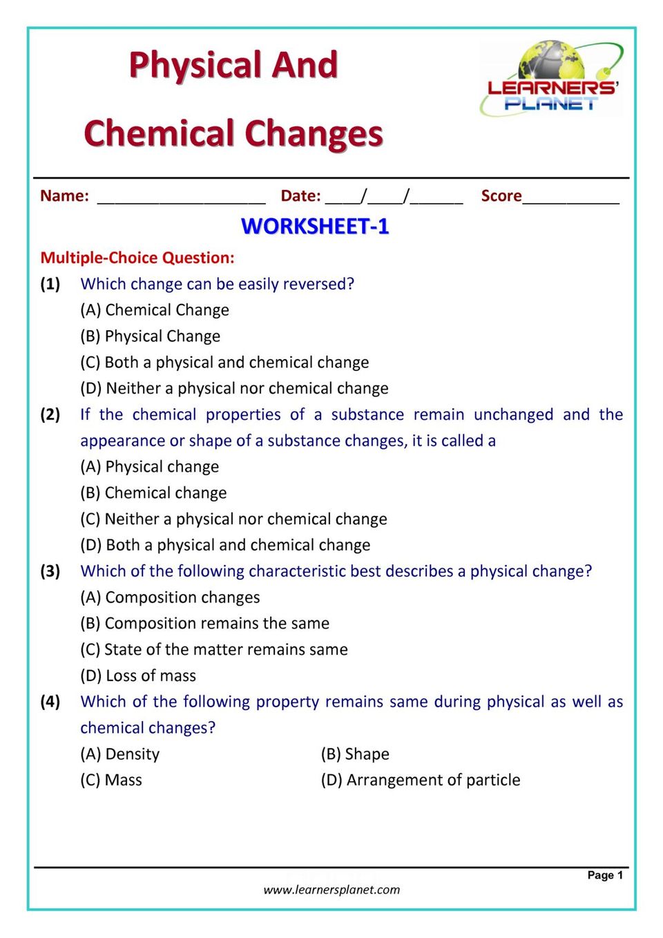 Grade-25-Science-Olympiad - Physical & Chemical Changes Magazine For Physical And Chemical Change Worksheet