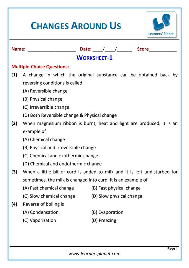 Grade-6-Science-Olympiad - Changes Around us