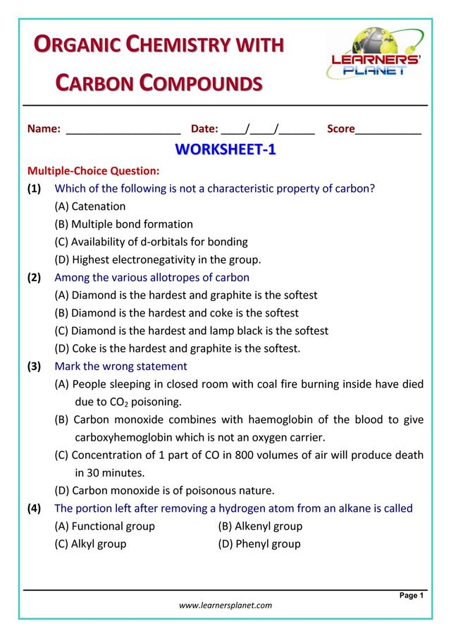 Grade-10-Chemistry-Olympiad: Organic Chemistry with Carbon Compounds