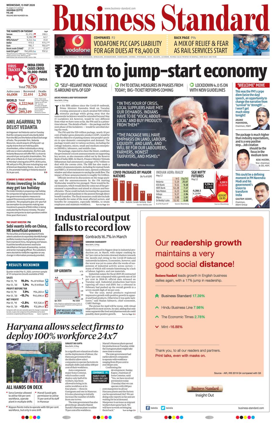 Business StandardMay 13, 2020 Newspaper Get your Digital Subscription