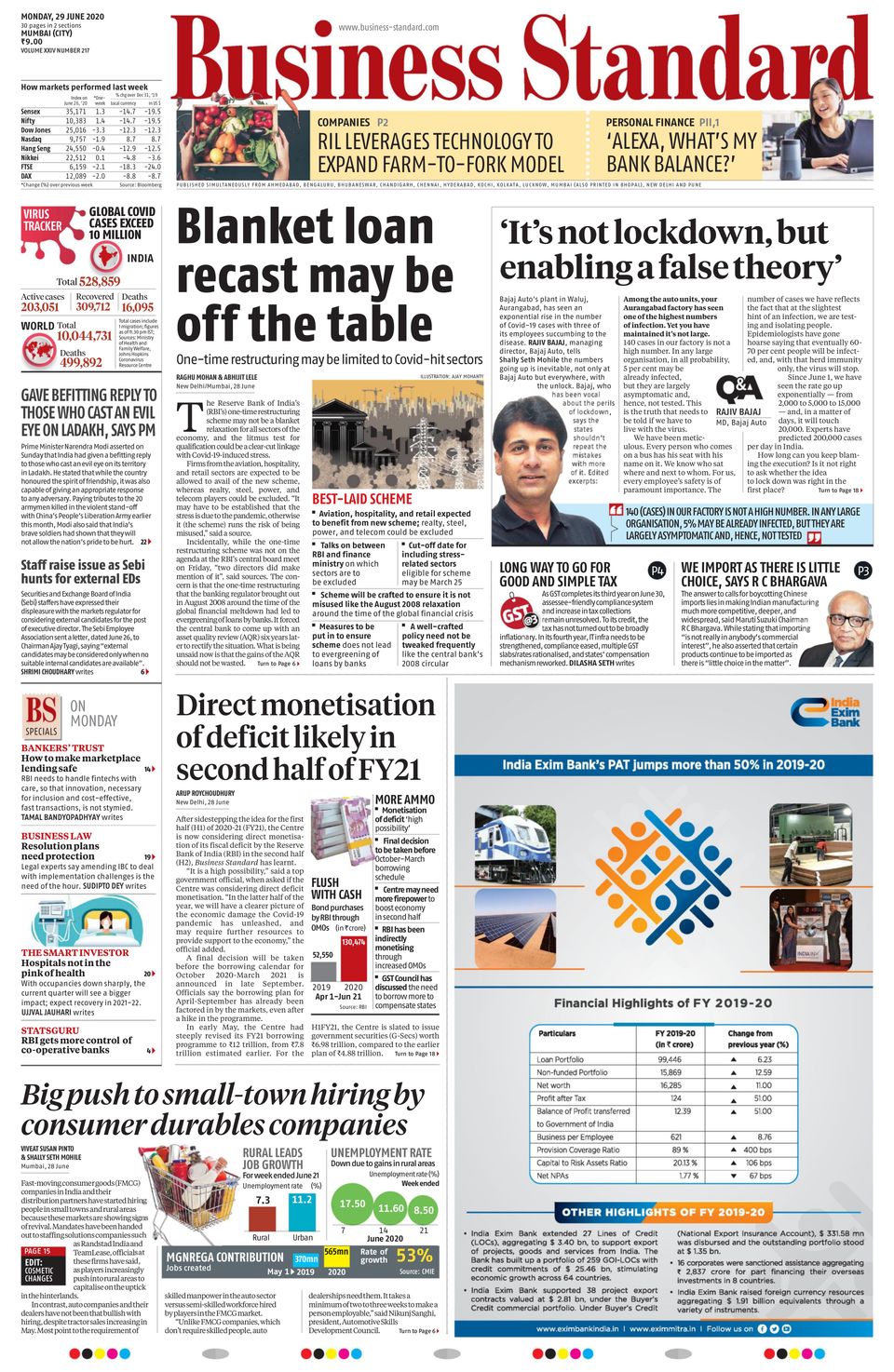 Business Standard June 29 2020 Newspaper Get Your Digital Subscription