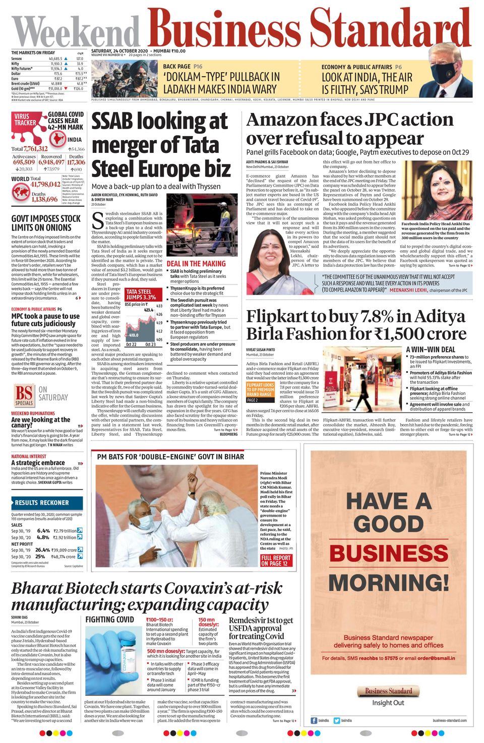 Business StandardOctober 24, 2020 Newspaper Get your Digital