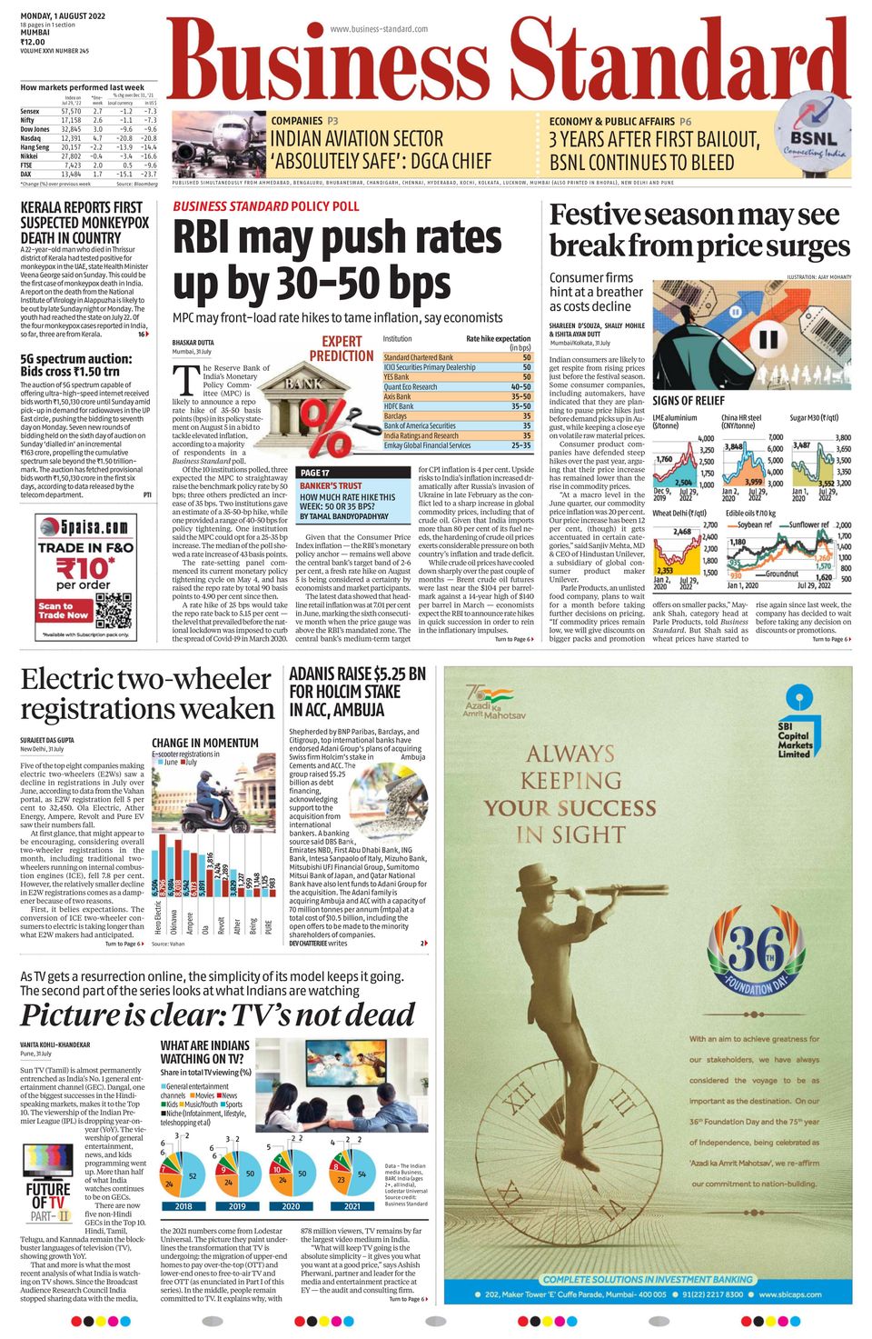 Business StandardAugust 01, 2022 Newspaper Get your Digital Subscription