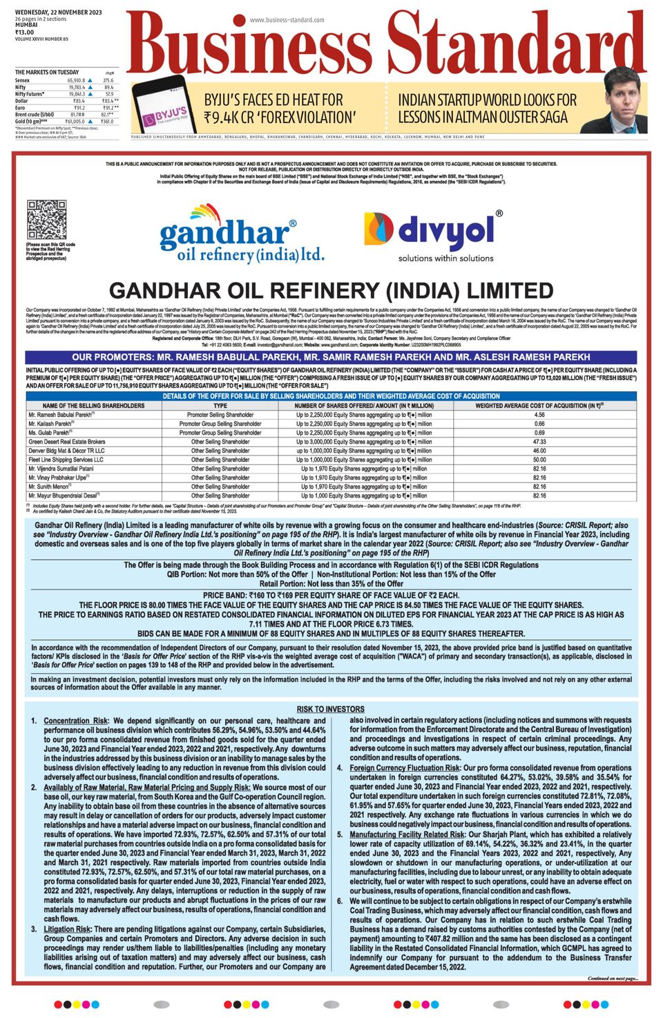 Business Standard Business Standard-November 22, 2023 Newspaper - Get your Digital ...