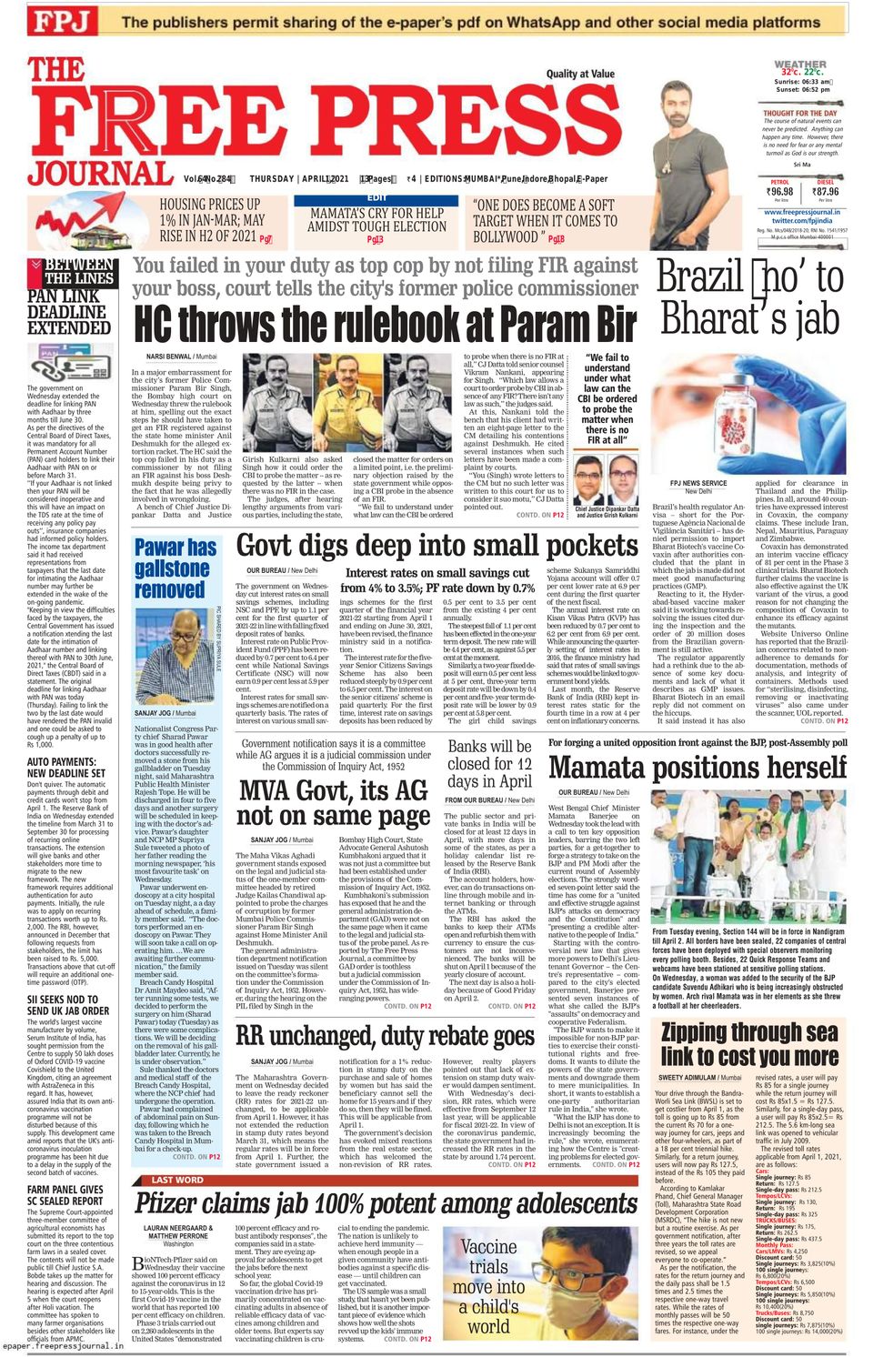 Get digital access to The Free Press Journal Mumbai April 01 2021 Get digital access to The Free Press Journal Mumbai April 01 2021