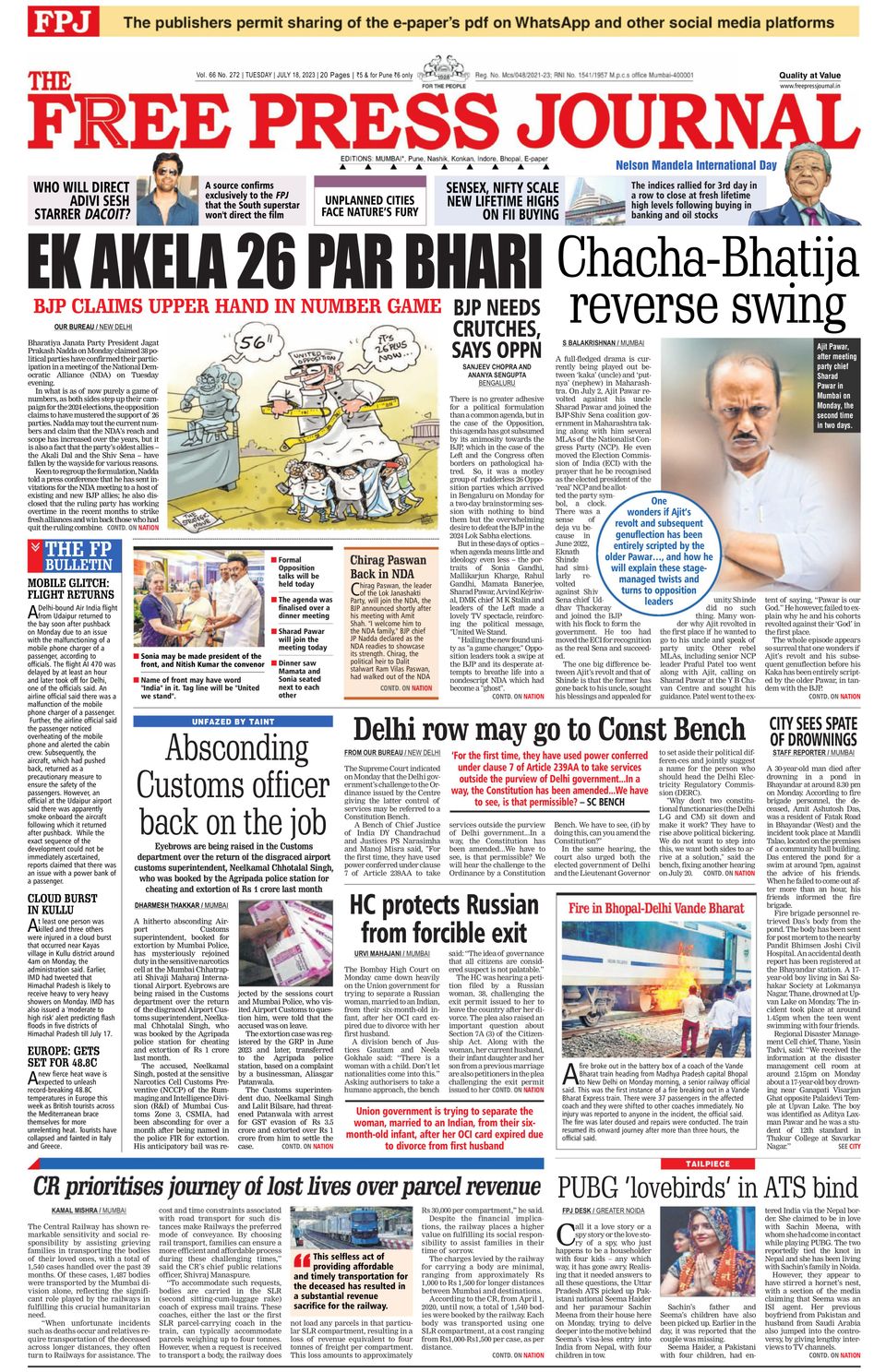 Get your digital copy of The Free Press Journal - Mumbai-July 18, 2023 issue