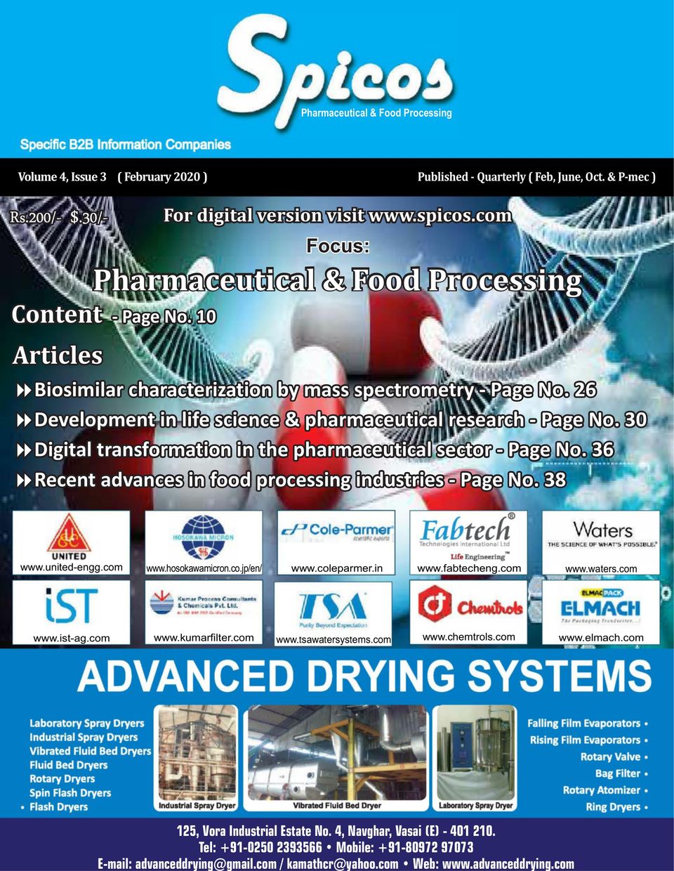 SPICOS Pharmaceutical, Food Processing & PackagingFebruary 2020 Magazine