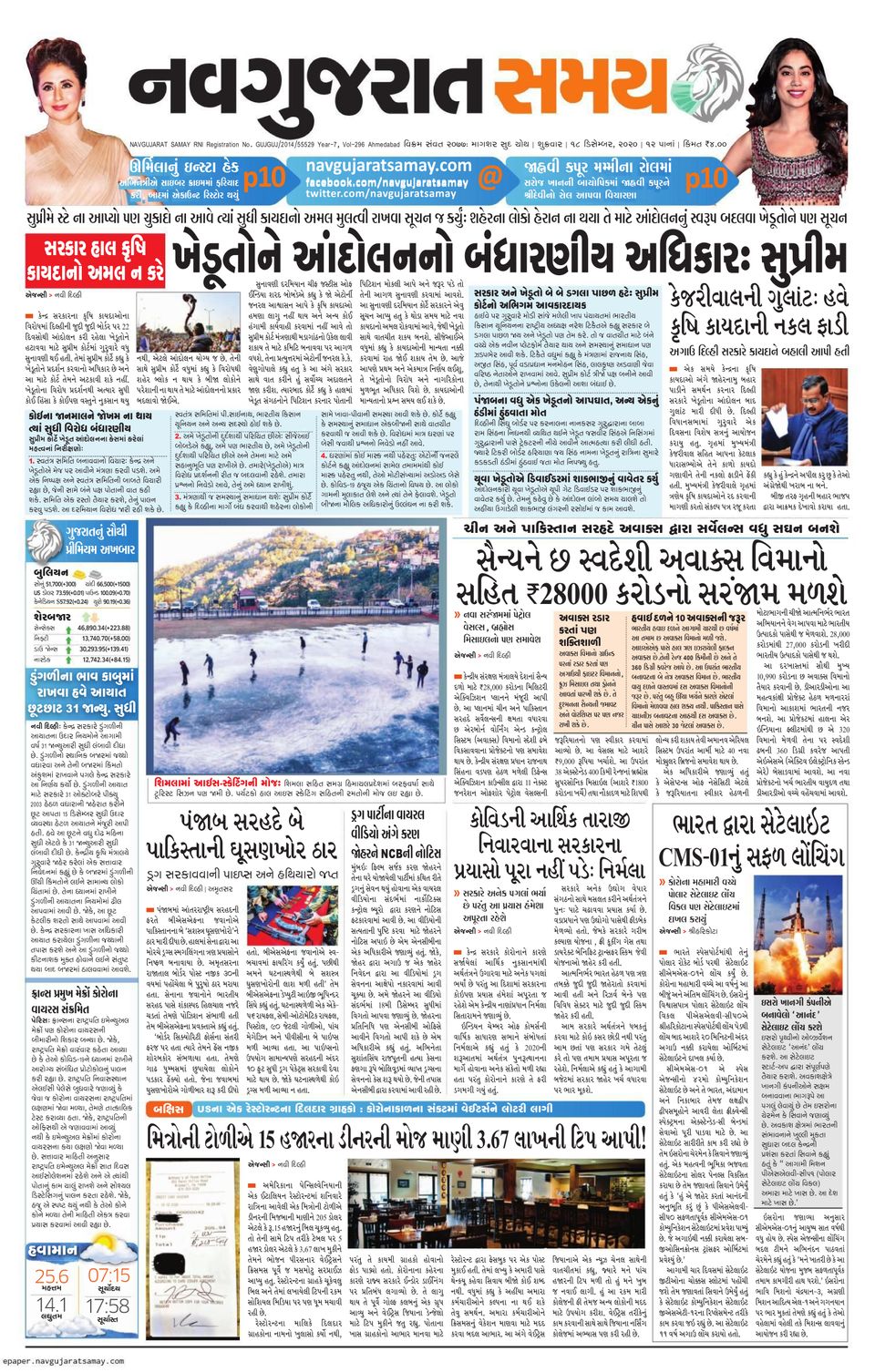 Navgujarat Samay RajkotDecember 18, 2020 Newspaper