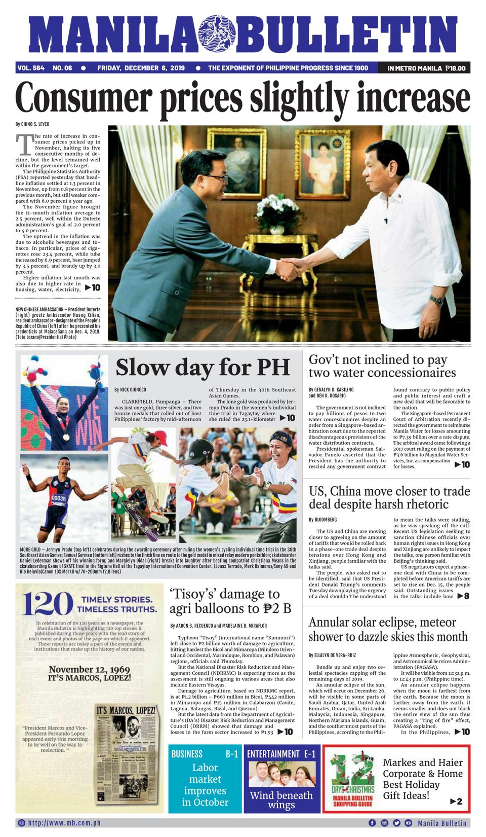 Manila BulletinDecember 06, 2019 Newspaper Get your Digital Subscription