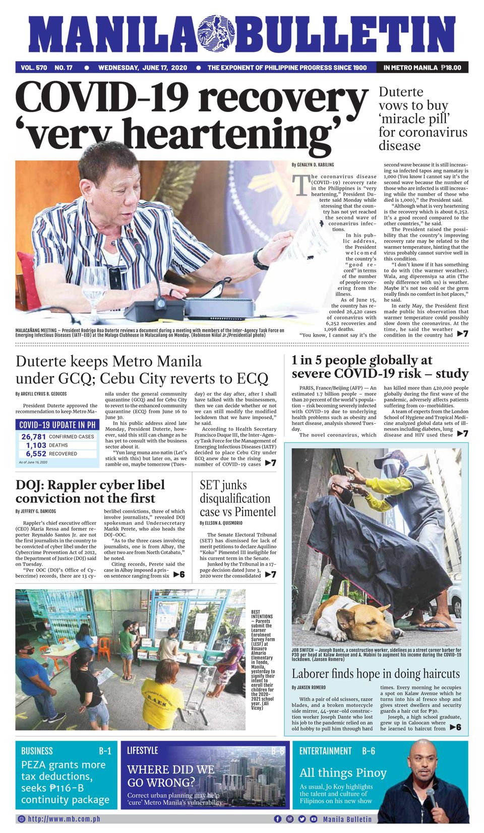 Manila BulletinJune 17, 2020 Newspaper Get your Digital Subscription