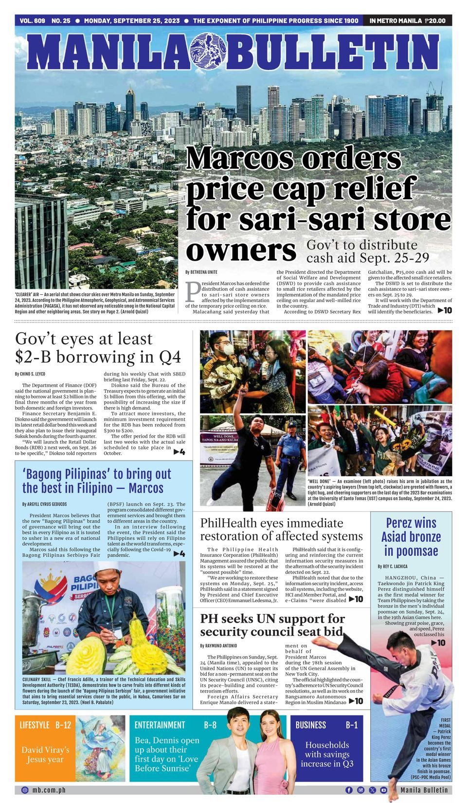 Manila BulletinSeptember 25, 2023 Newspaper Get your Digital