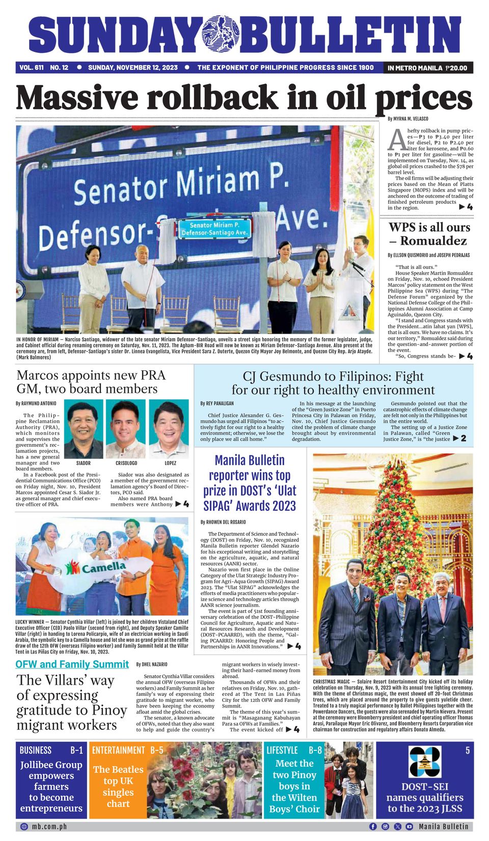 Manila BulletinNovember 12, 2023 Newspaper Get your Digital Subscription