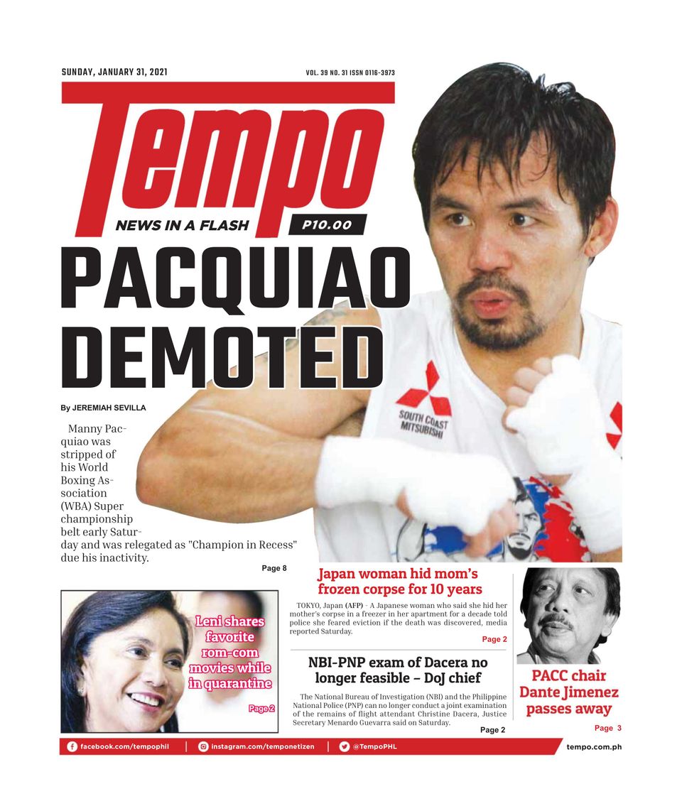 Manila BulletinJanuary 31, 2021 Newspaper Get your Digital Subscription