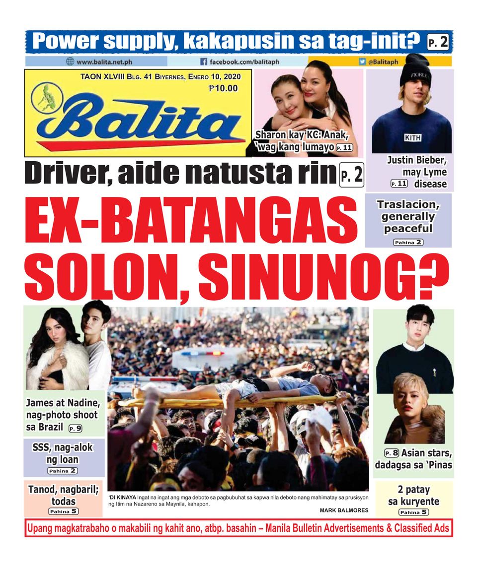 Balita-January 10, 2020 Newspaper - Get your Digital Subscription