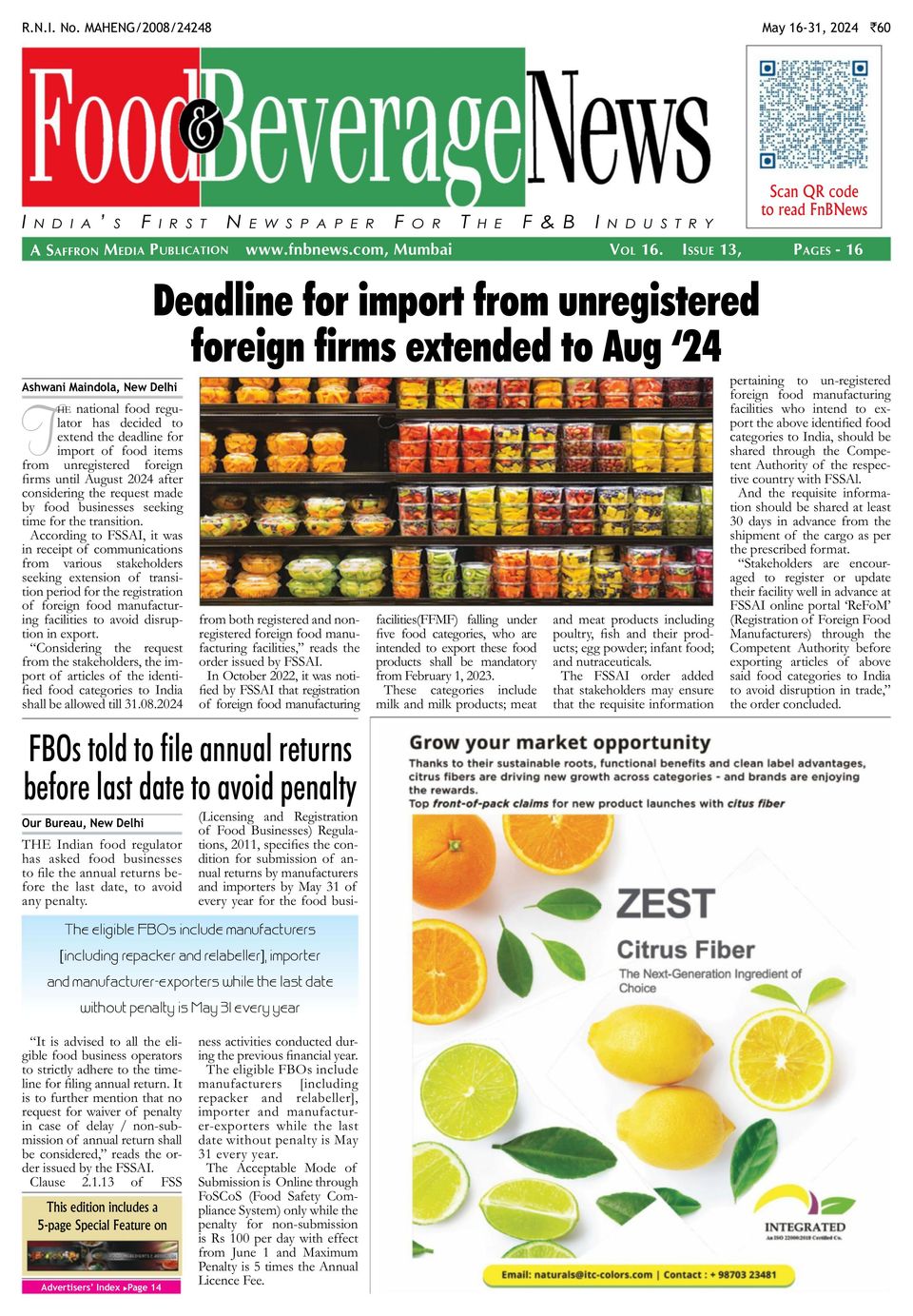 Get digital access to Food and Beverage News - May 16-31, 2024 issue ...