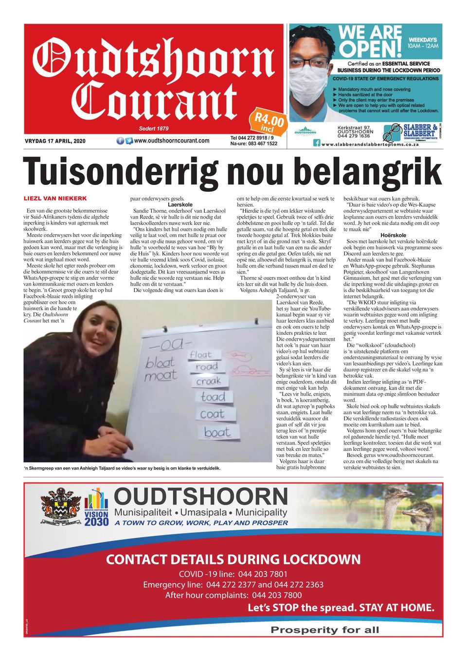 Oudtshoorn CourantApril 17, 2020 Newspaper Get your Digital Subscription