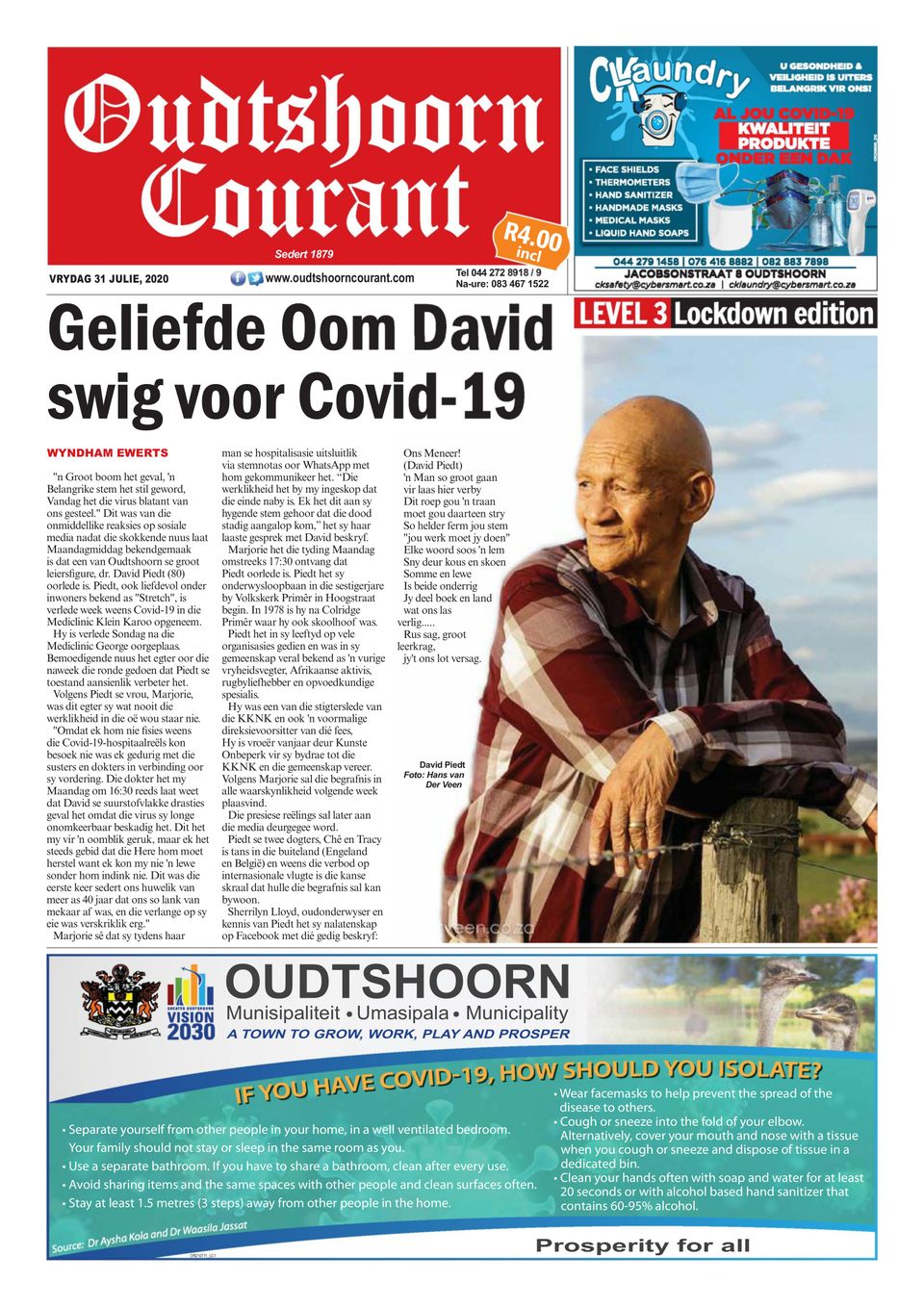 Oudtshoorn CourantJuly 31, 2020 Newspaper Get your Digital Subscription