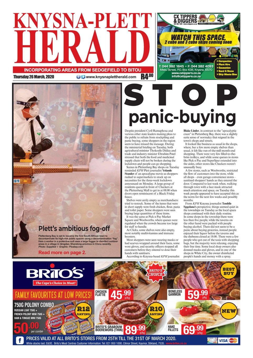 Knysna Plett HeraldMarch 26, 2020 Newspaper Get your Digital