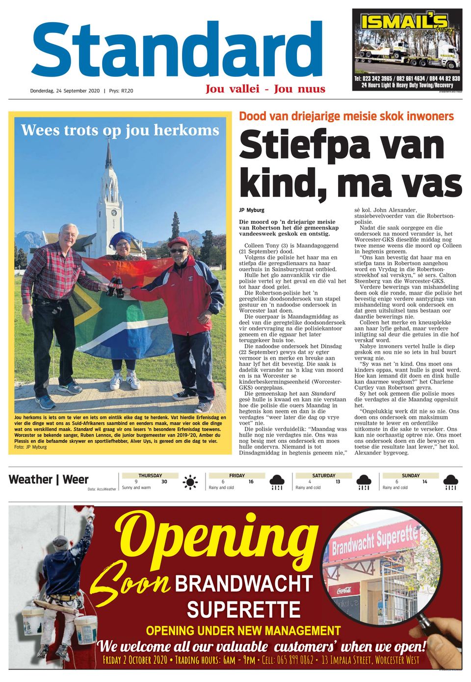 Worcester StandardSeptember 24, 2020 Newspaper